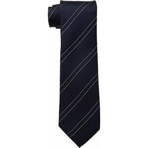 KENNETH COLE REACTION Navy Blue Classic Stripe Silk Slim Tie
